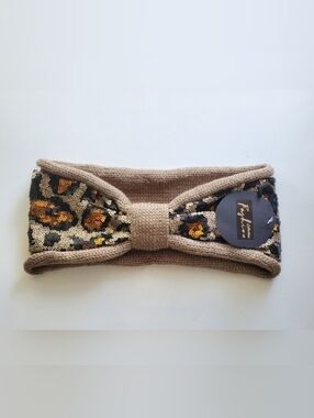 Golden Leopard Print Sequin Head Wrap